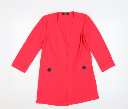 Wallis Women’s Red UK 8 Long Open Front Tailored Blazer Jacket