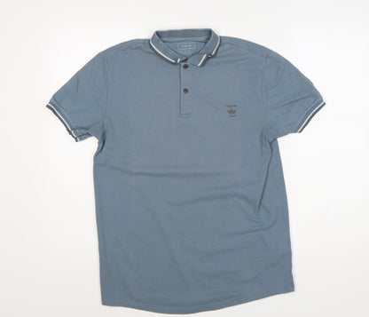 Firetrap Men's Blue M Short Sleeve Cotton Logo Polo Shirt