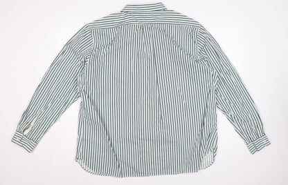 Hammond & Co Men’s White Navy Green Stripe Cotton Shirt 2XL