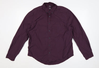 Dunnes Stores Men’s Red Check Cotton Button-Down Shirt L Regular Fit