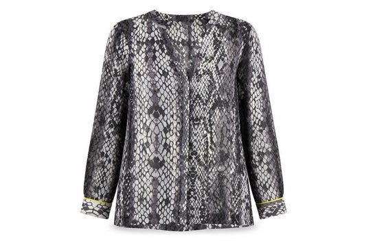 Mint Velvet Women Multicoloured UK 12 Snake Print Sheer V-Neck Blouse