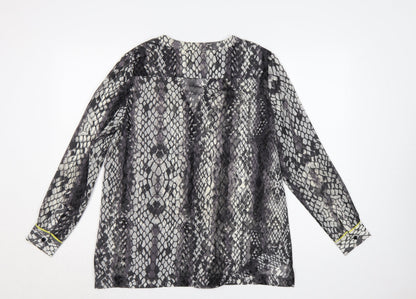 Mint Velvet Women Multicoloured UK 12 Snake Print Sheer V-Neck Blouse