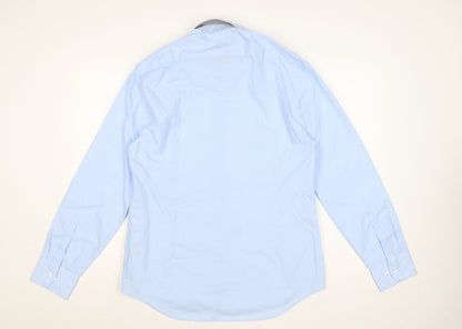 Marks and Spencer Men's Blue 16 Slim Fit Long Sleeve Dress Shirt