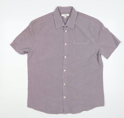 Marks and Spencer Men's Red Check L Short Sleeve Button-Up Shirt