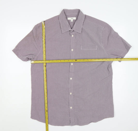 Marks and Spencer Men's Red Check L Short Sleeve Button-Up Shirt