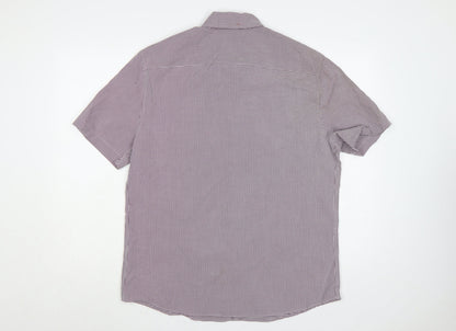 Marks and Spencer Men's Red Check L Short Sleeve Button-Up Shirt
