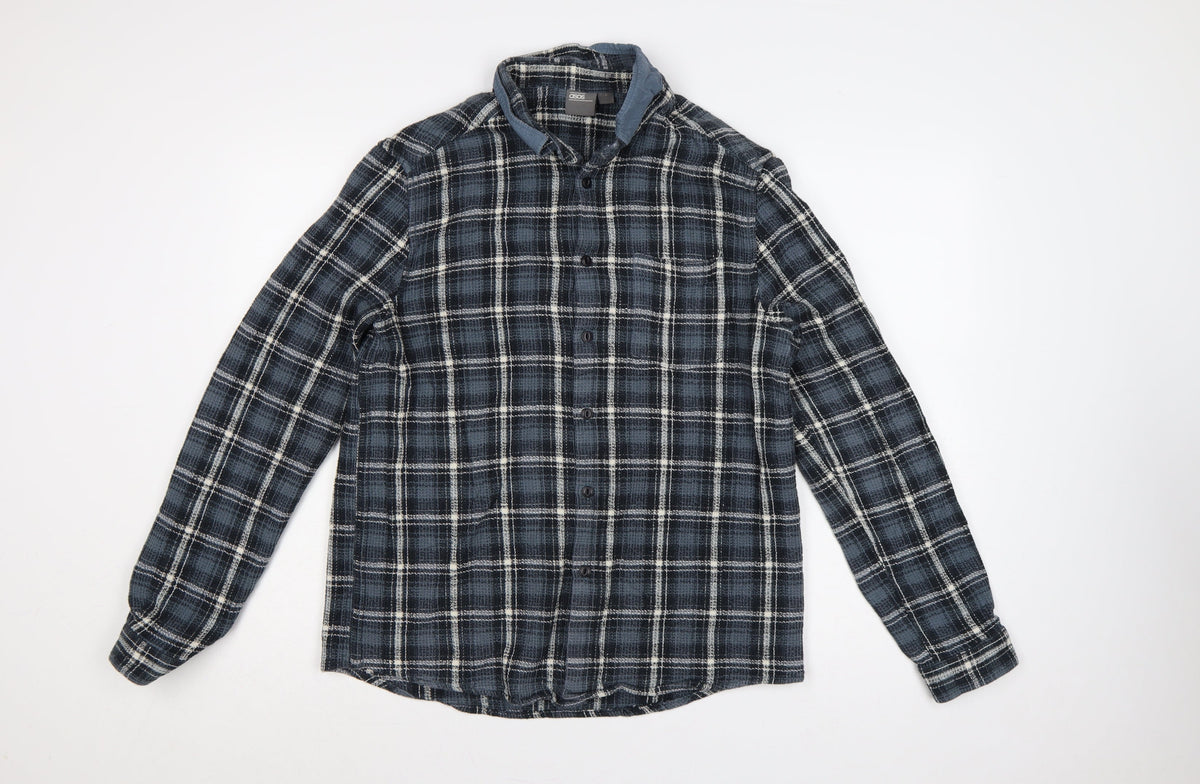 ASOS Men’s Blue Check Long Sleeve Button-Up Shirt Size L