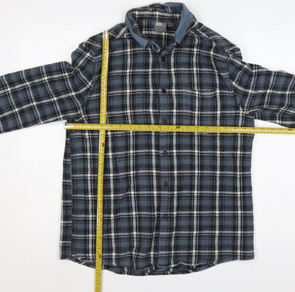 ASOS Men’s Blue Check Long Sleeve Button-Up Shirt Size L