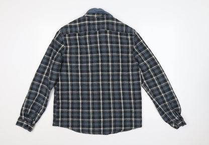 ASOS Men’s Blue Check Long Sleeve Button-Up Shirt Size L