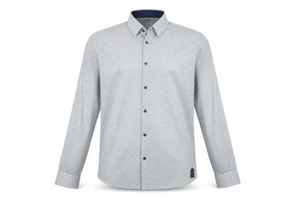 Marks & Spencer Men's White Blue Geometric Tailored Fit XXL Shirt