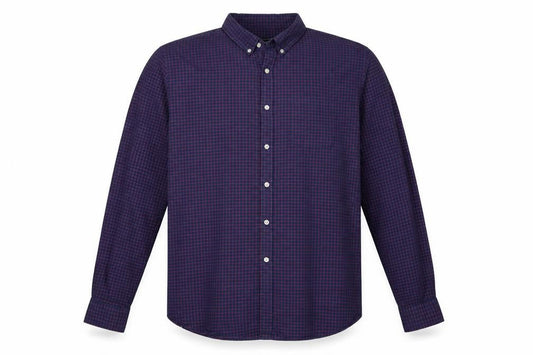 Front view of Red Herring Men’s Blue Red Check Button-Down Shirt 2XL Long Sleeve
