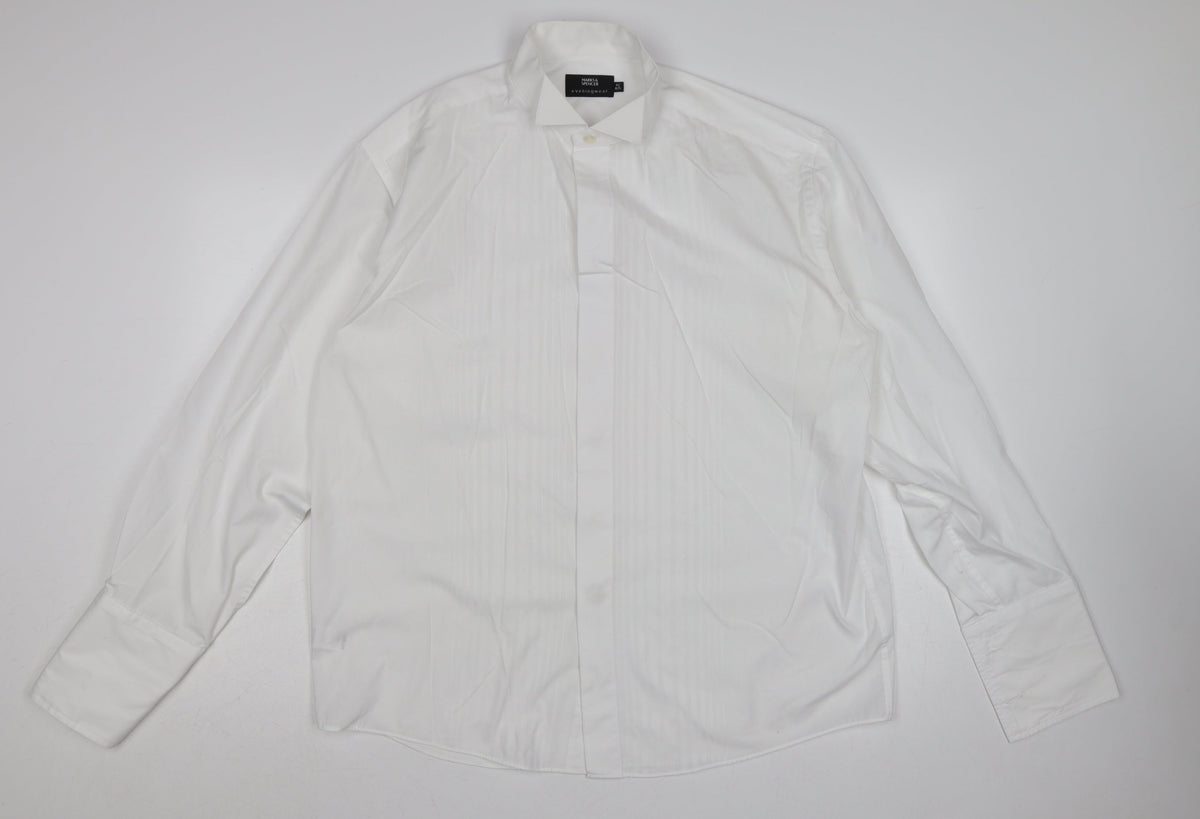 Marks and Spencer Men’s White 16.5 Pleated Wing Collar Dress Shirt
