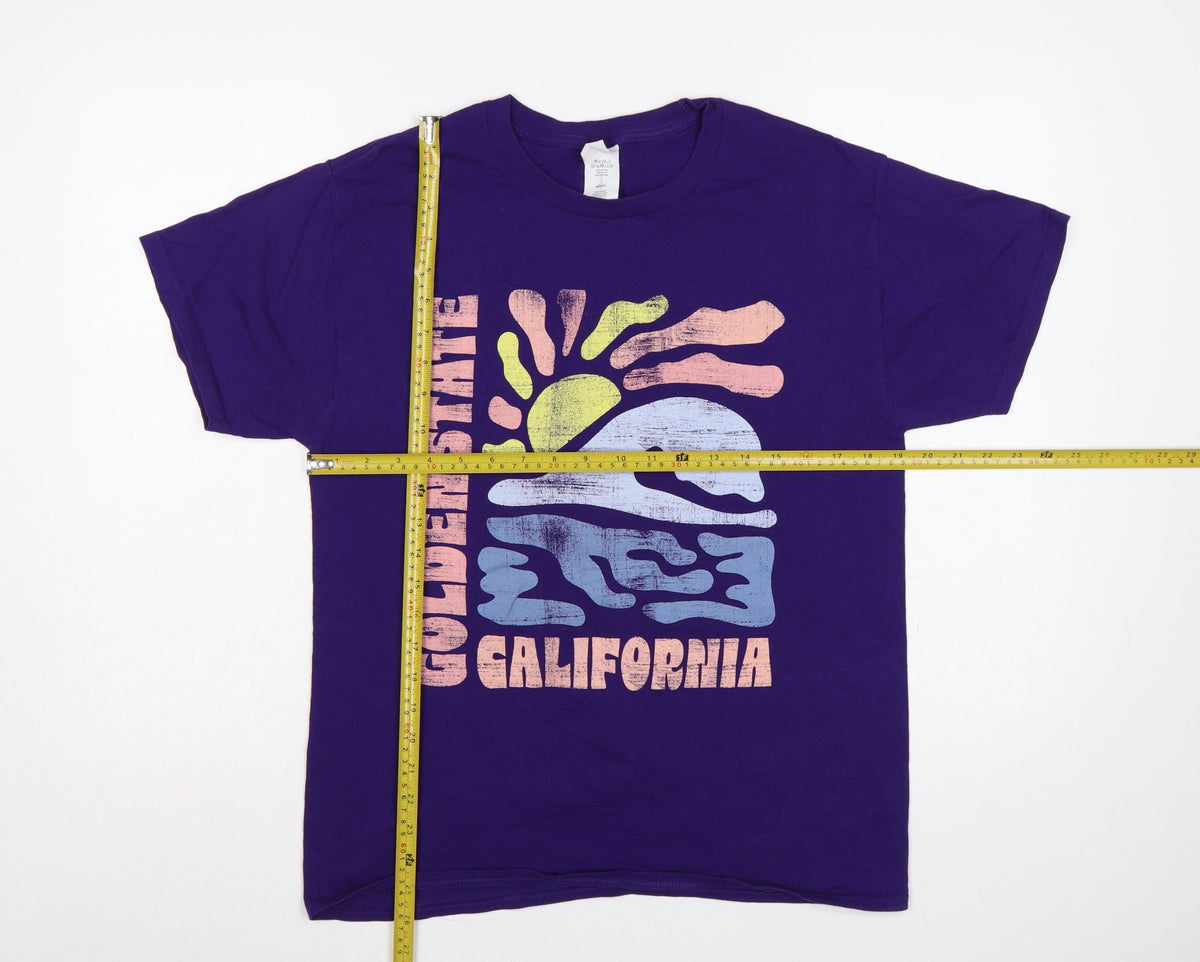 Back view of Hanes Teens Purple M Golden State California Graphic Print T-Shirt