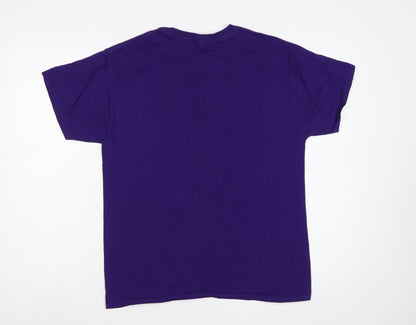Close-up detail of Hanes Teens Purple M Golden State California Graphic Print T-Shirt