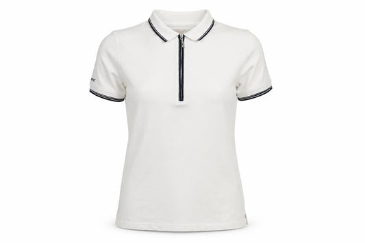 Kartel Women White UK 12 Classic Zip Polo Shirt Cotton Stretch