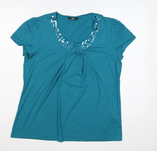 Marks & Spencer Women’s Blue UK 14 Jersey Sequin Scoop Neck T-Shirt