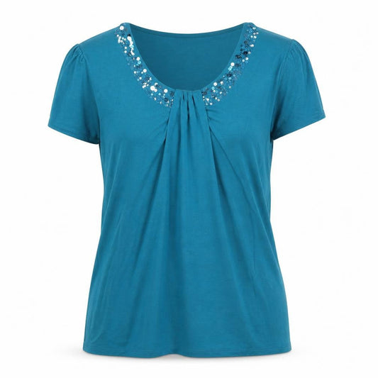 Marks & Spencer Women’s Blue UK 14 Jersey Sequin Scoop Neck T-Shirt