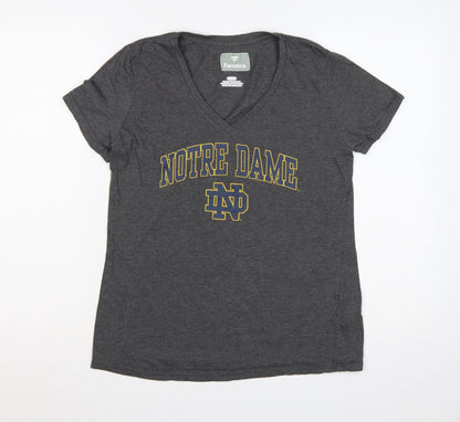 Fanatics Women Grey M Notre Dame V-Neck Short Sleeve Jersey T-Shirt