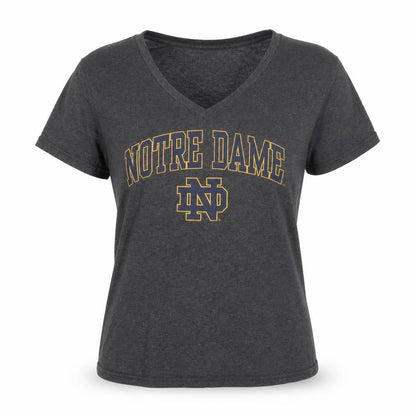 Fanatics Women Grey M Notre Dame V-Neck Short Sleeve Jersey T-Shirt