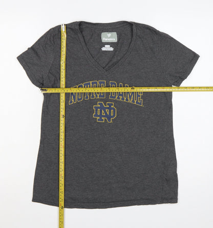 Fanatics Women Grey M Notre Dame V-Neck Short Sleeve Jersey T-Shirt