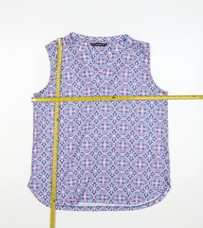 Back view of Dunnes Women’s Blue Pink Geometric Sleeveless Tank Top UK 14