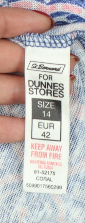 Additional view of Dunnes Women’s Blue Pink Geometric Sleeveless Tank Top UK 14