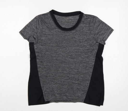 Front view of Dunnes Women Grey M Athletic Mesh Panel Running T-Shirt