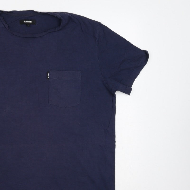 Farhi by Nicole Farhi Men’s Navy L Pocket Crew Neck T-Shirt