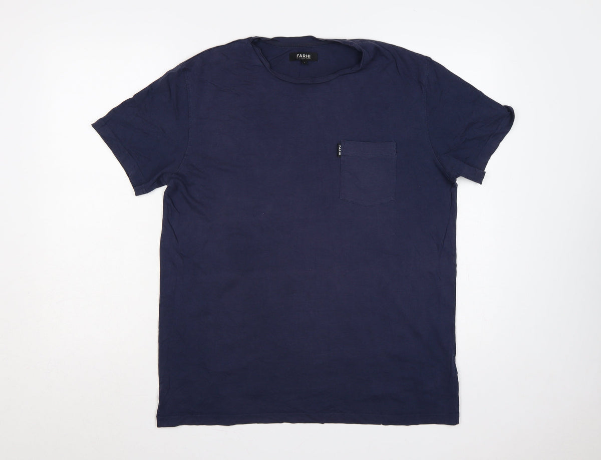 Farhi by Nicole Farhi Men’s Navy L Pocket Crew Neck T-Shirt