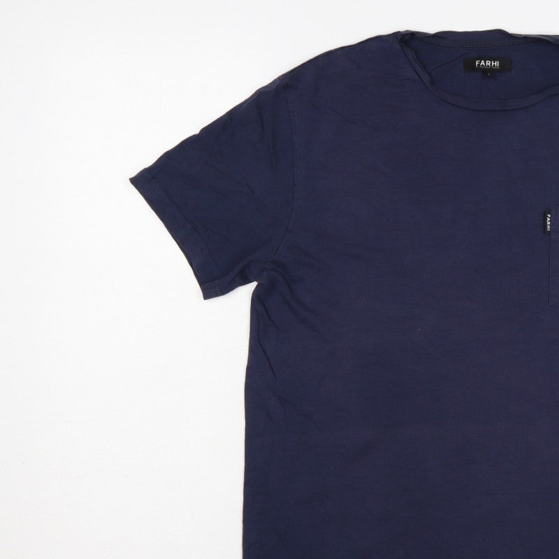 Farhi by Nicole Farhi Men’s Navy L Pocket Crew Neck T-Shirt