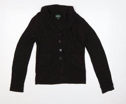 Hobbs Women’s Black Merino Wool Cable Knit Button Cardigan UK 10