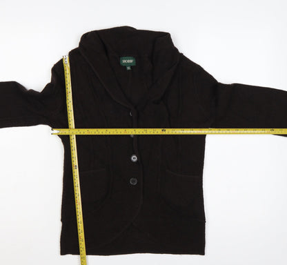 Hobbs Women’s Black Merino Wool Cable Knit Button Cardigan UK 10