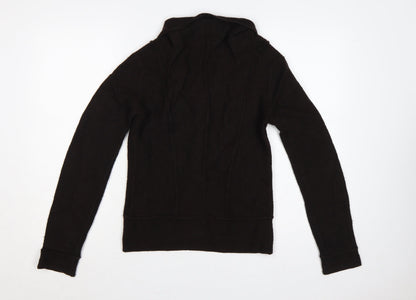 Hobbs Women’s Black Merino Wool Cable Knit Button Cardigan UK 10