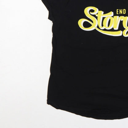 FB Sister Women Black L End Of Story Slogan Slim Fit T-Shirt