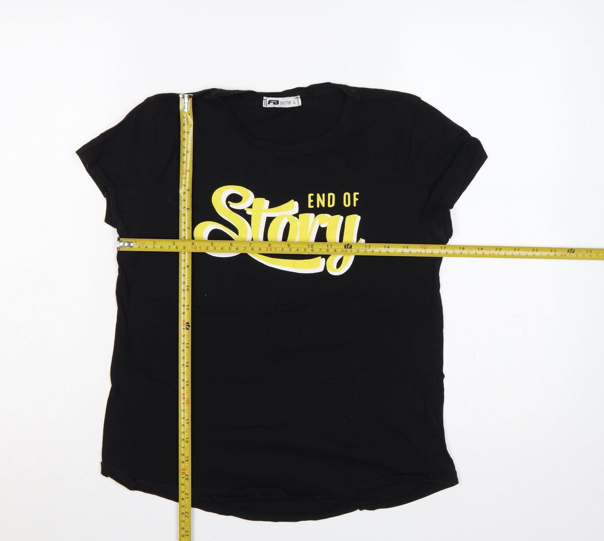 FB Sister Women Black L End Of Story Slogan Slim Fit T-Shirt