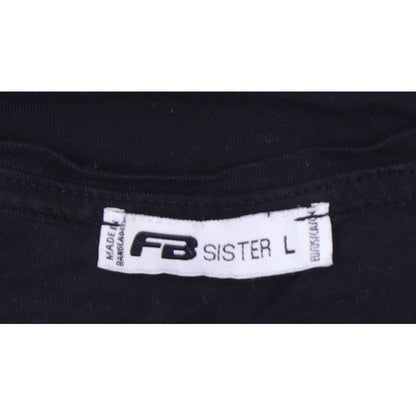 FB Sister Women Black L End Of Story Slogan Slim Fit T-Shirt