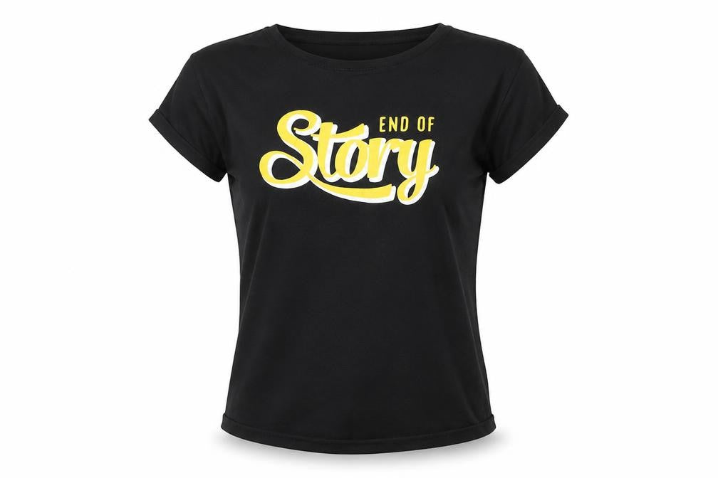 FB Sister Women Black L End Of Story Slogan Slim Fit T-Shirt