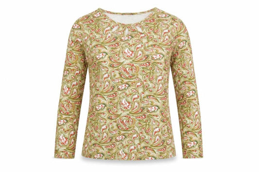 Isle Essentials Women Multicoloured S Paisley Keyhole Long Sleeve Top