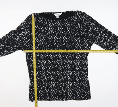 Marks and Spencer Women's Black UK 16 Polka Dot 3/4 Sleeve Blouse