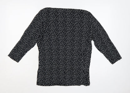 Marks and Spencer Women's Black UK 16 Polka Dot 3/4 Sleeve Blouse
