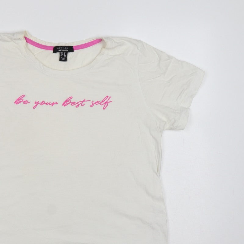 New Look Women White UK 10 Maternity Quote Jersey T-Shirt