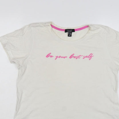New Look Women White UK 10 Maternity Quote Jersey T-Shirt