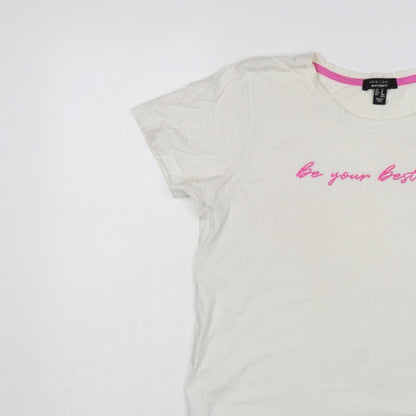New Look Women White UK 10 Maternity Quote Jersey T-Shirt