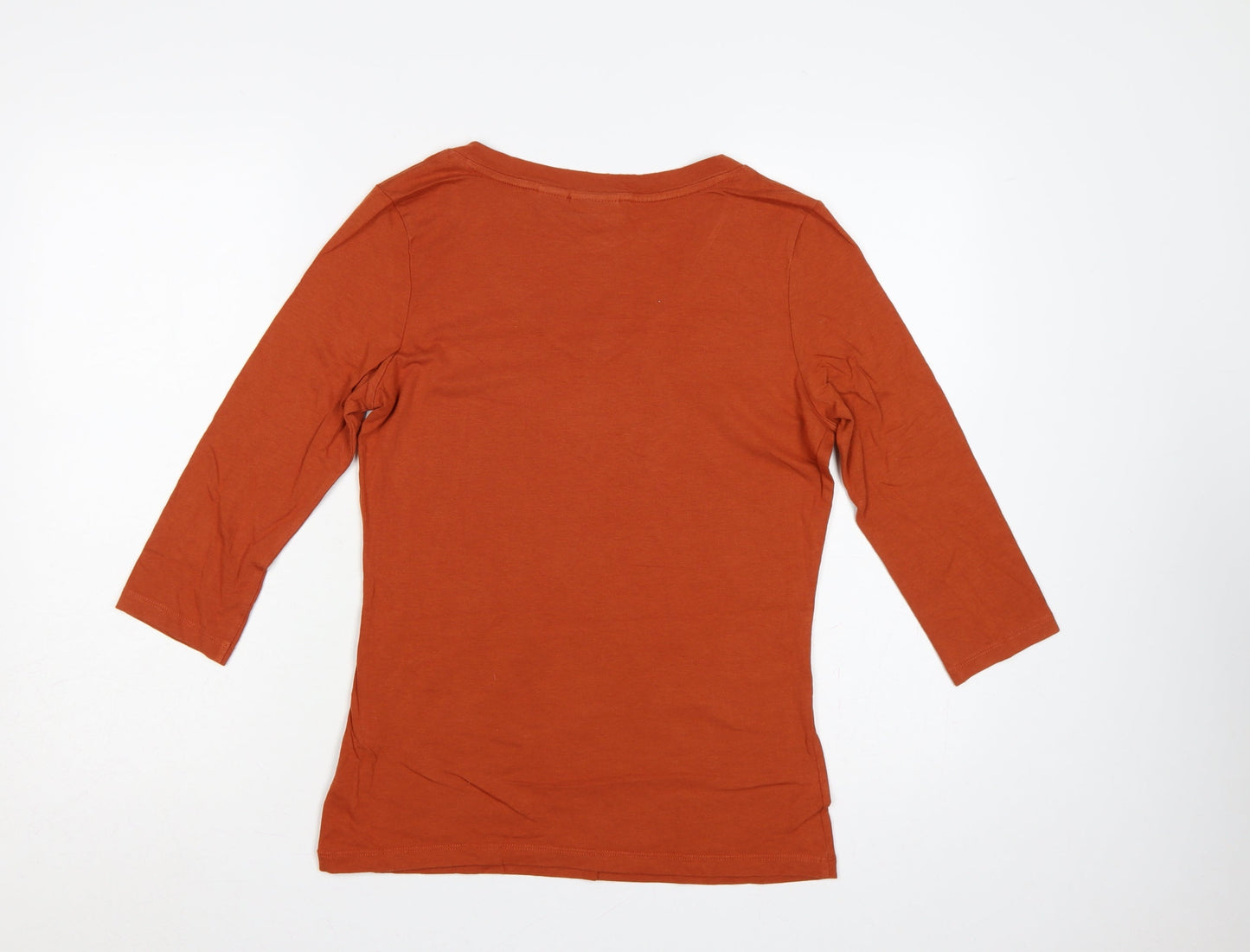 Tahari Women’s Orange UK L V-Neck 3/4 Sleeve Stretch Jersey Top