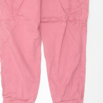 M&S Womens Pink Size 16 Cargo Tapered Cuffed Trousers