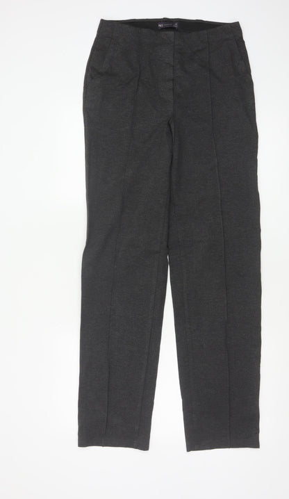 Marks and Spencer Women Grey Size 10 Long Straight Stretch Dress Trousers