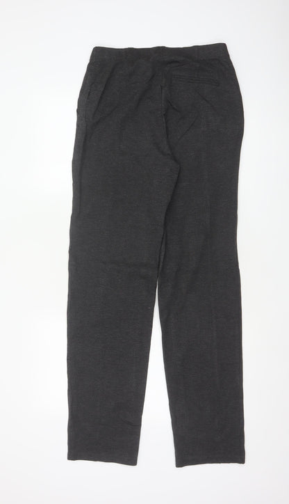 Marks and Spencer Women Grey Size 10 Long Straight Stretch Dress Trousers