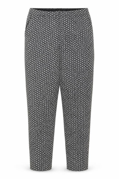 Oasis Women’s Black White Floral Cotton Stretch Straight Trousers UK 12