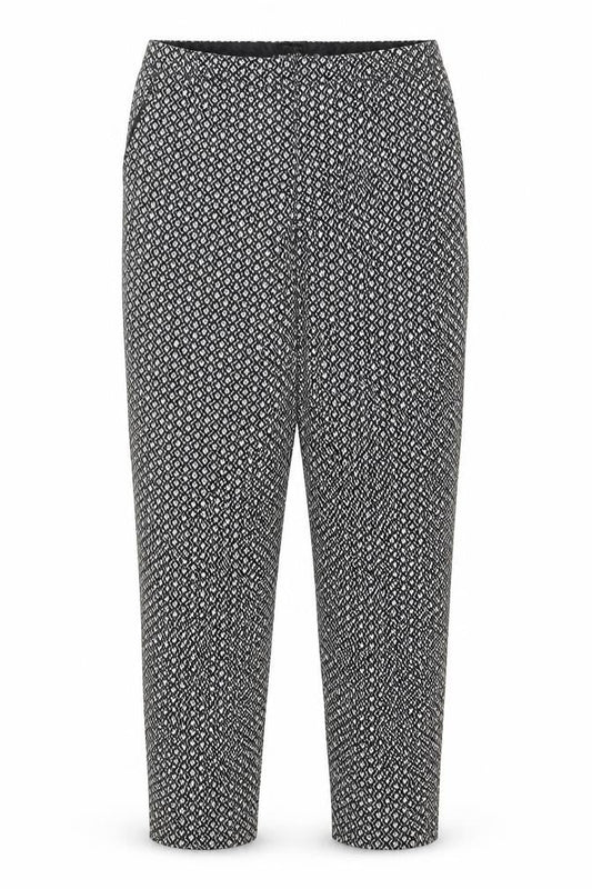 Oasis Women’s Black White Floral Cotton Stretch Straight Trousers UK 12