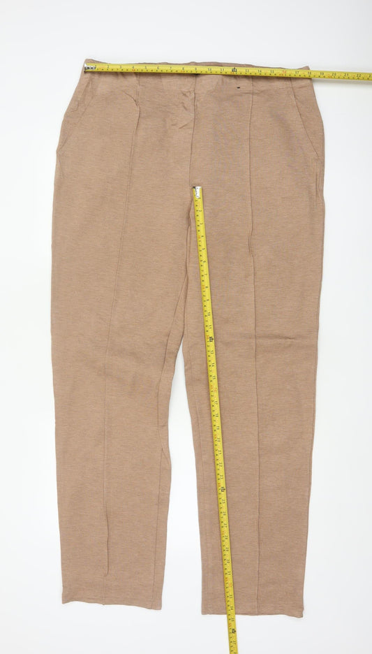 Marks and Spencer Women's Beige UK 18 Long Straight Tailored Trousers
